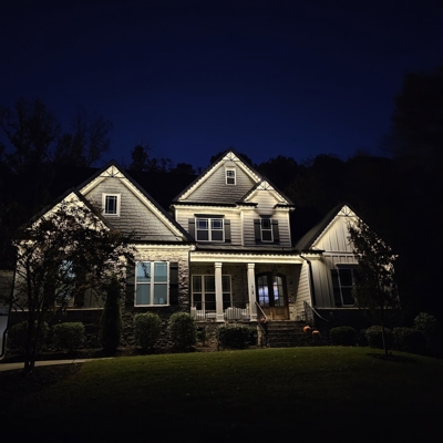 home with permanent roofline lighting Photo